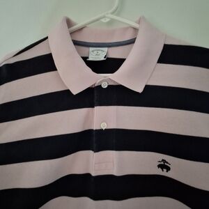 Brooks Brothers Pink and Black Striped Polo Shirt